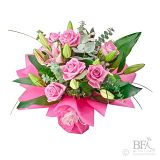 Pink Oriental Lily &amp; Rose Valentine Arrangement