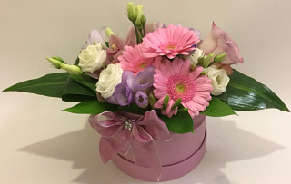 Pink & Lilac Hat Box Arrangement