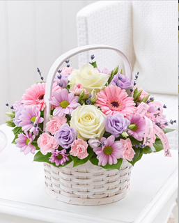 Pastel Floral Basket Arrangement