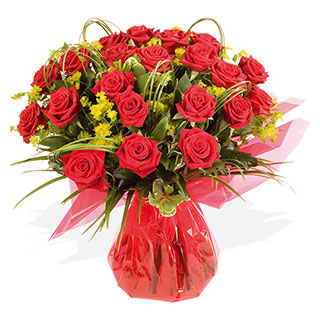 Spectacular Hand-tied Arrangement  of 24 Red Roses