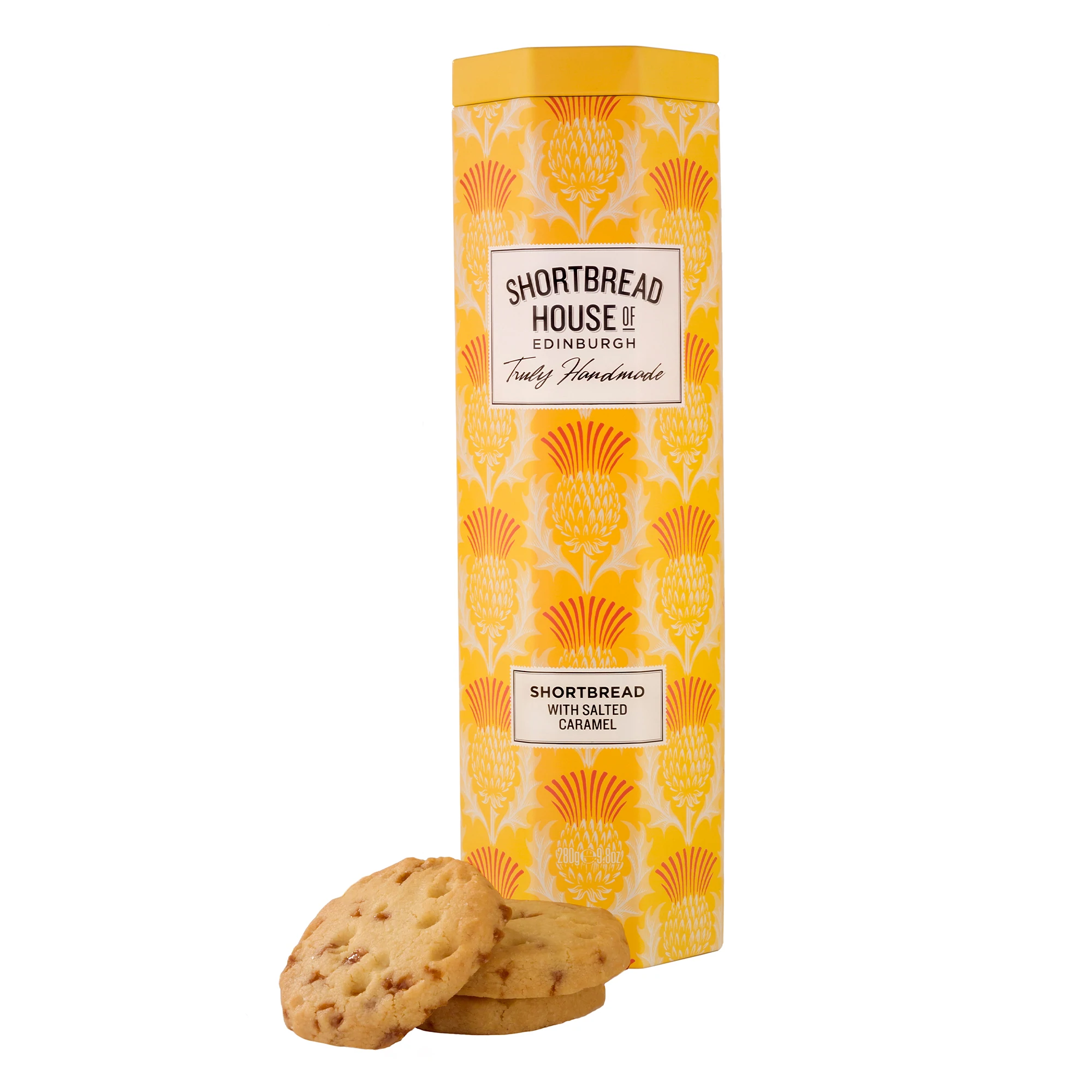 Shortbread House Octagonal Tin of Truly Handmade Shortbread Biscuits with Salted Caramel